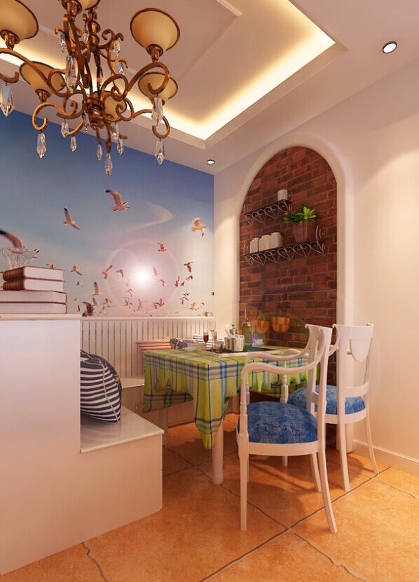 家裝效果圖－地中海風格餐廳吊頂裝修設計圖片.jpg