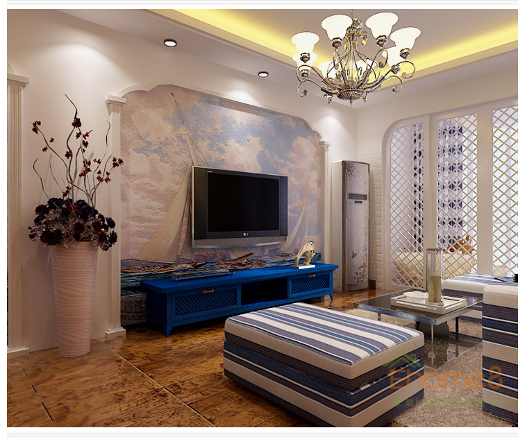 大城小院吊燈電視墻裝修效果圖.jpg