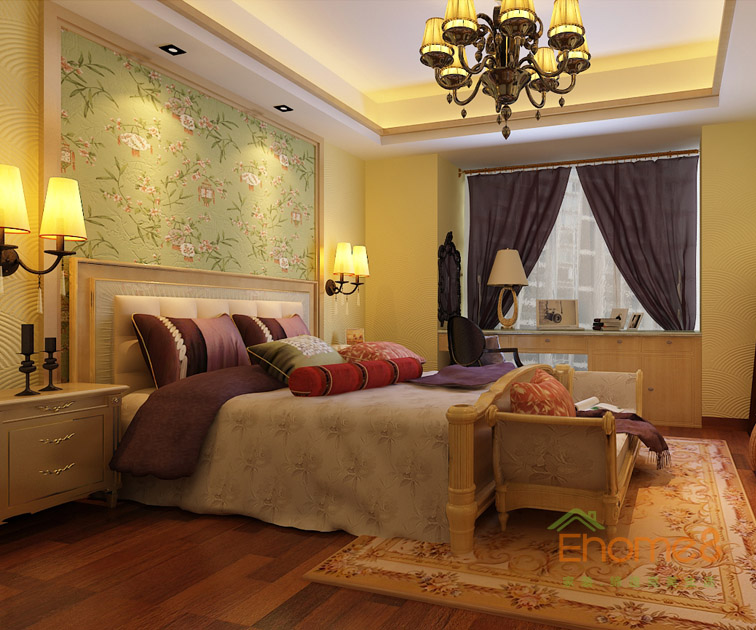 東南亞風(fēng)情主人房側(cè)面裝修效果圖