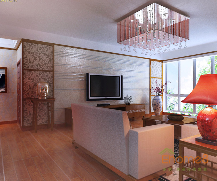 東郡77平米兩房一廳簡裝客廳裝修效果圖6196