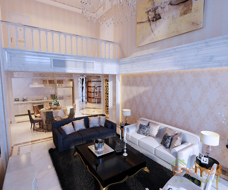 東郡142平米躍層古典歐式客廳裝修效果圖766