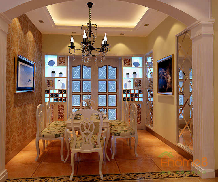 鳳嶺一號88平米古典歐式風格餐廳裝修效果圖1