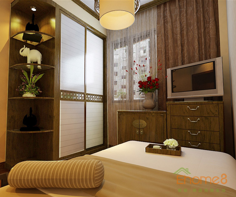 鳳起新都62平米田園風格簡潔主人房裝修效果圖12