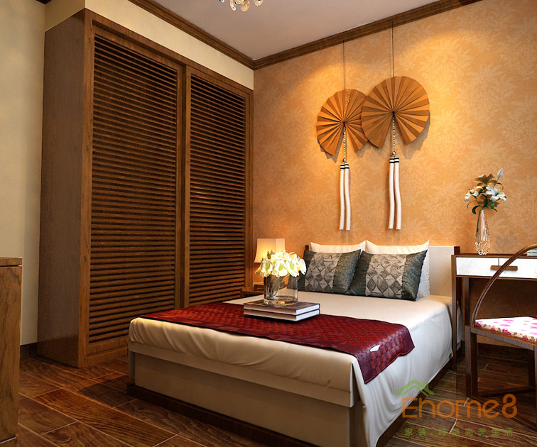 鳳起新都62平米田園風格簡潔主人房裝修效果圖112345