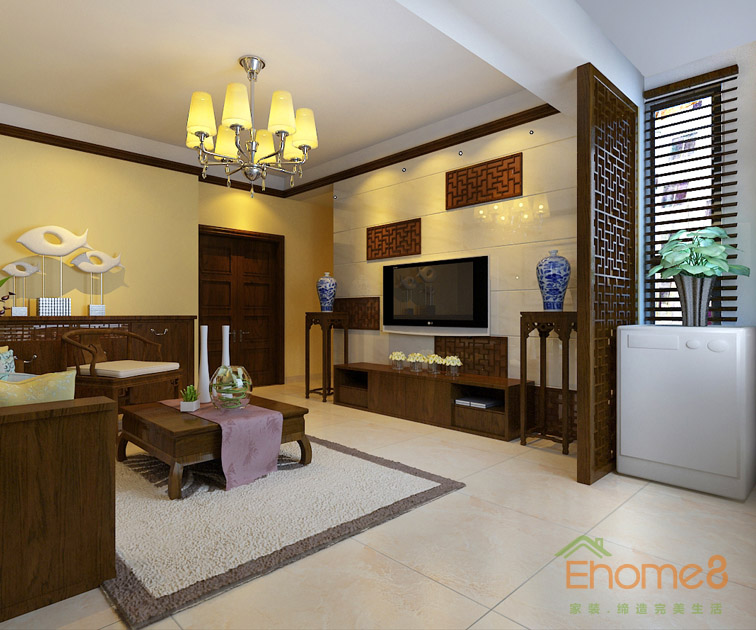 鳳起新都62平米田園風格溫馨客廳裝修效果圖123