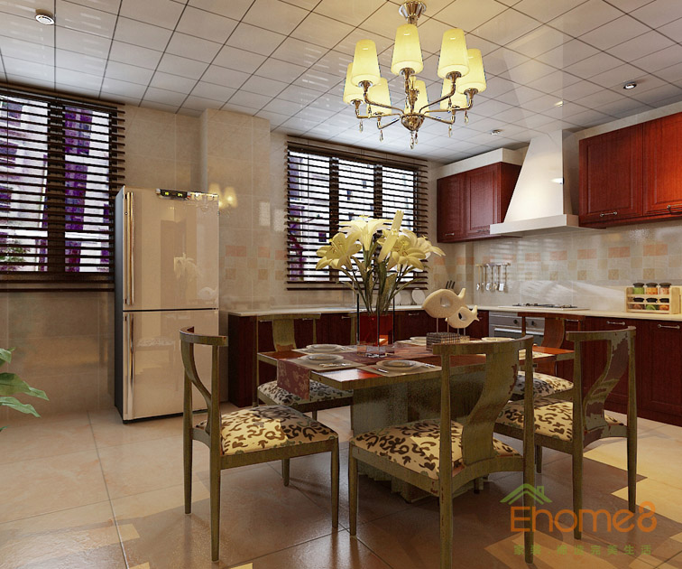 鳳起新都62平米田園黃色小調餐廳裝修效果圖12