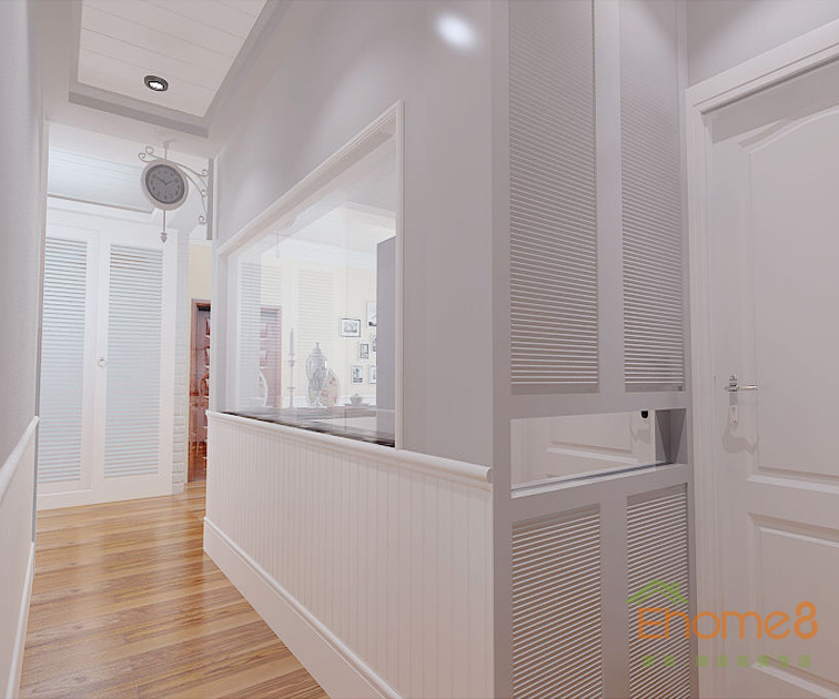 鳳起新都72平米法式風格純白過道裝修效果圖1