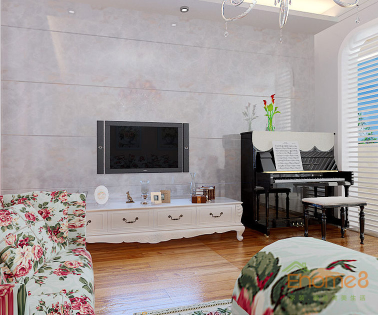 鳳起新都72平米法式風格花式客廳裝修效果圖1