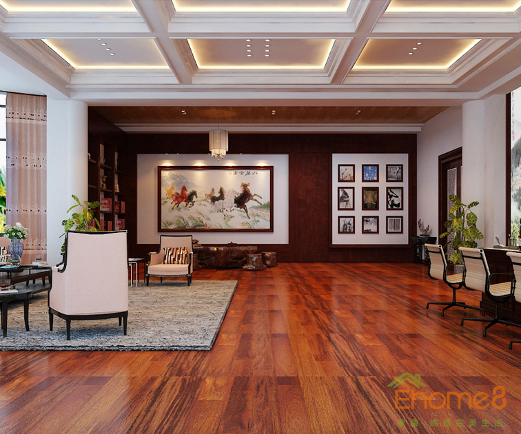 田園風自由舒適辦公室大廳裝修效果圖1