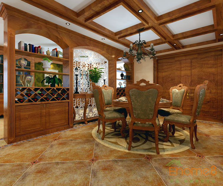 富力花都躍層135平米法式風格餐廳裝修效果圖1