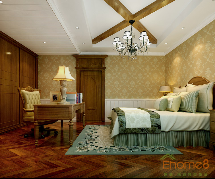 富力花都躍層135平米法式風格臥室裝修效果圖12