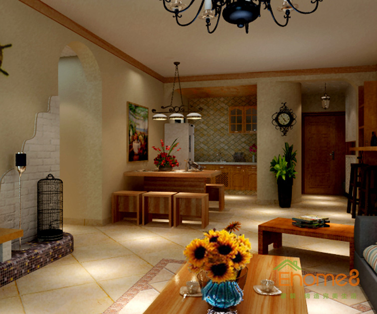 122㎡三房一廳東南亞風(fēng)格客廳電視墻裝修平面圖11