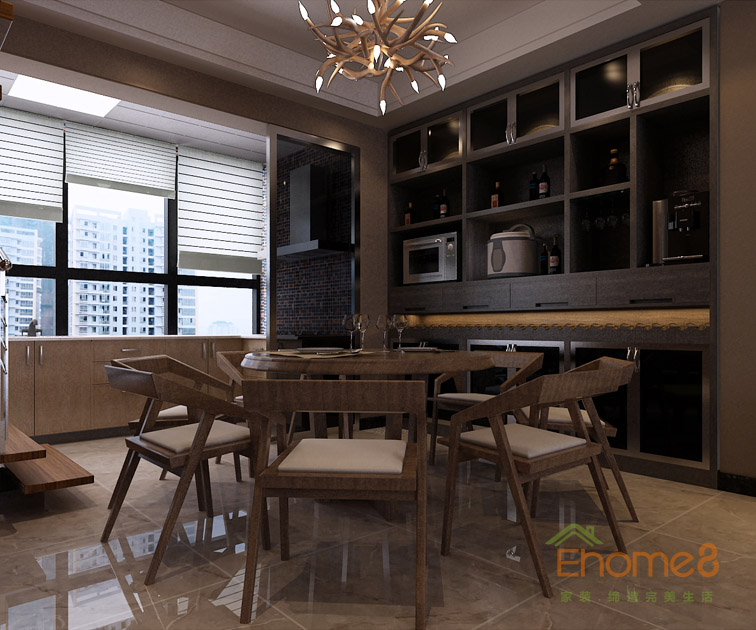 165㎡躍層美式風格餐廳裝修效果圖12