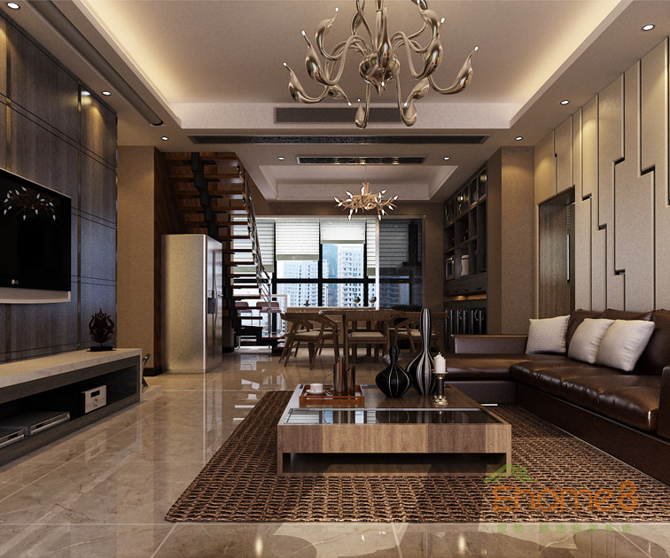 165㎡躍層美式風格客廳裝修效果圖1