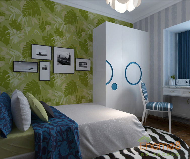 113㎡四房一廳中式風(fēng)格男孩房裝修效果圖1