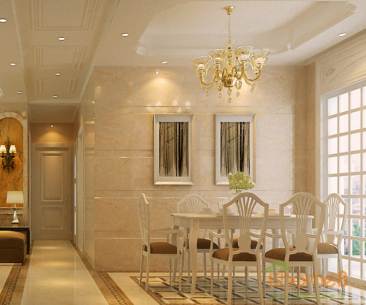 73㎡兩房一廳歐式風格餐廳裝修效果圖1