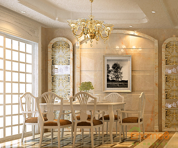 73㎡兩房一廳歐式風格餐廳裝修效果圖11