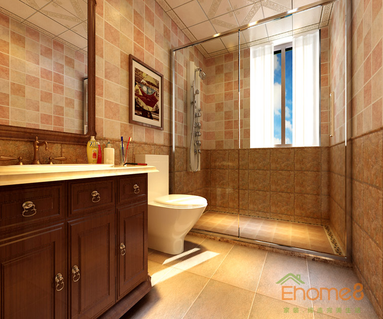 73㎡兩房一廳歐式風格衛生間裝修效果圖1