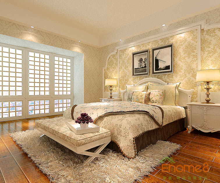 73㎡兩房一廳歐式風格主臥裝修效果圖1