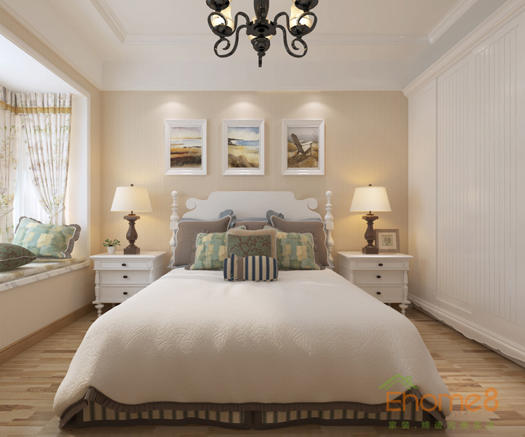 73㎡兩房一廳田園風格主人房裝修效果圖111