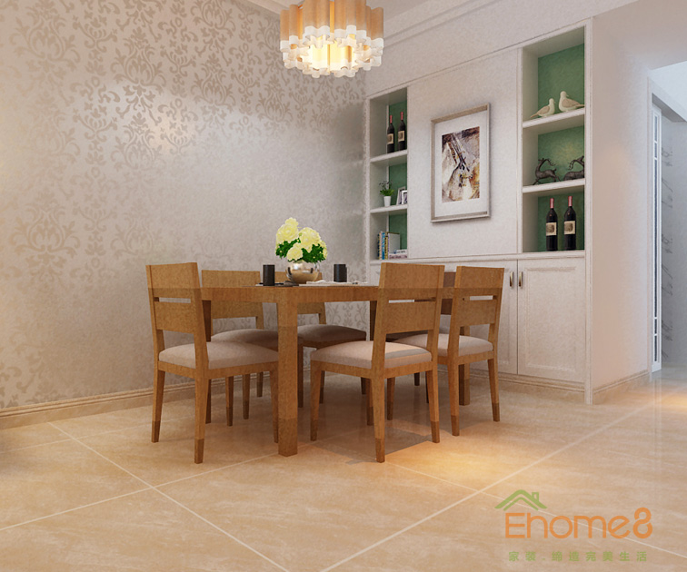 67㎡兩房一廳法式風(fēng)格餐廳裝修效果圖1