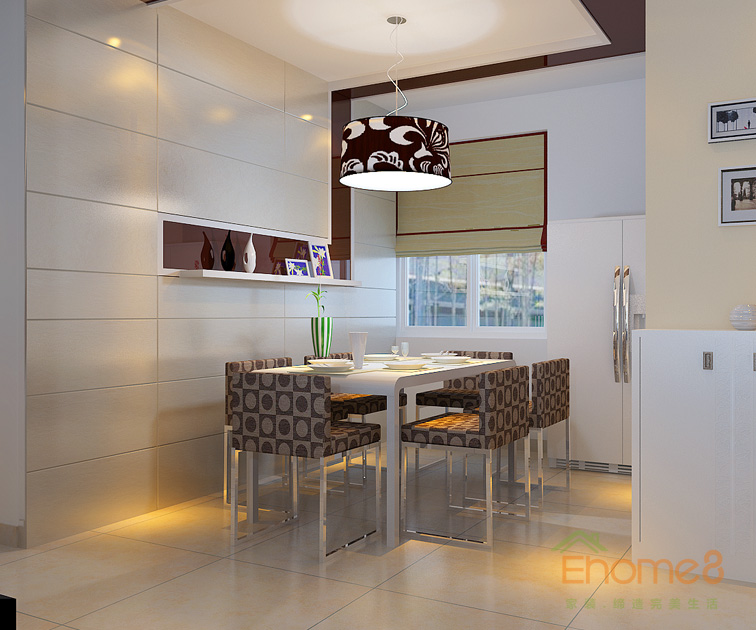 67㎡兩房一廳美式風格餐廳裝修效果圖1