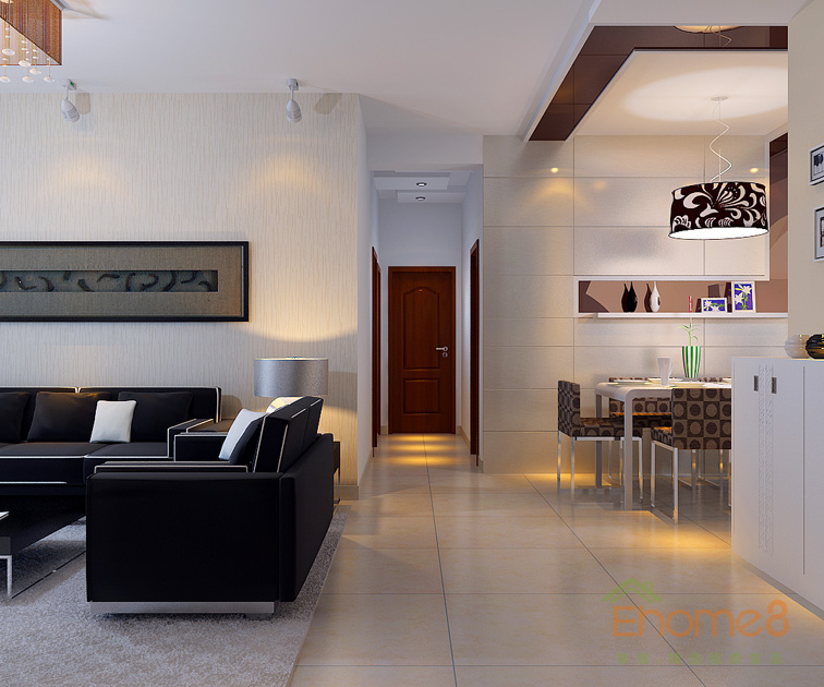 67㎡兩房一廳美式風格入戶過道裝修效果圖1