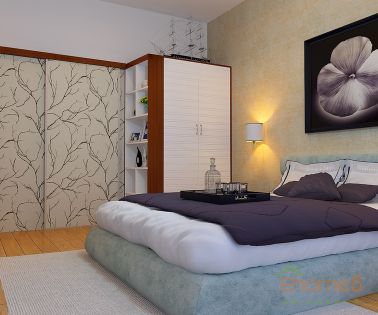 67㎡兩房一廳美式風格主人房裝修效果圖1