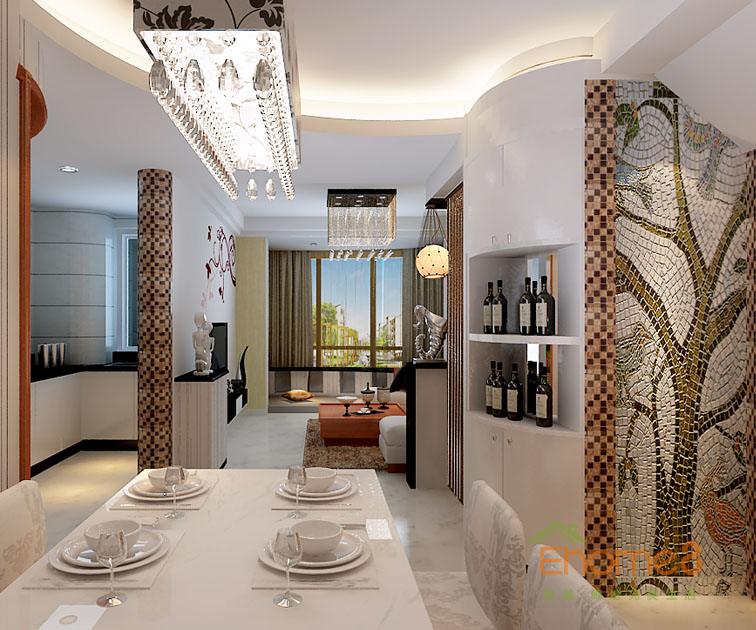 128㎡躍層美式風(fēng)格餐廳裝修效果圖