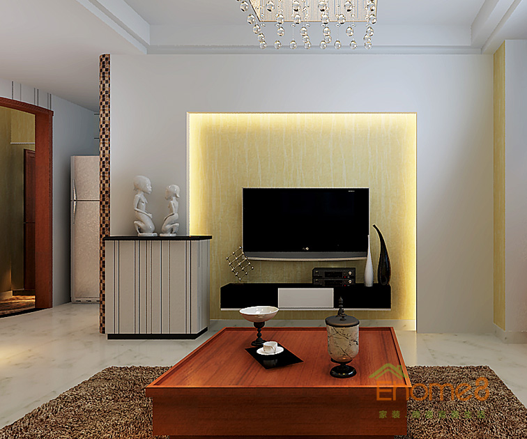 128㎡躍層美式風(fēng)格電視墻裝修效果圖