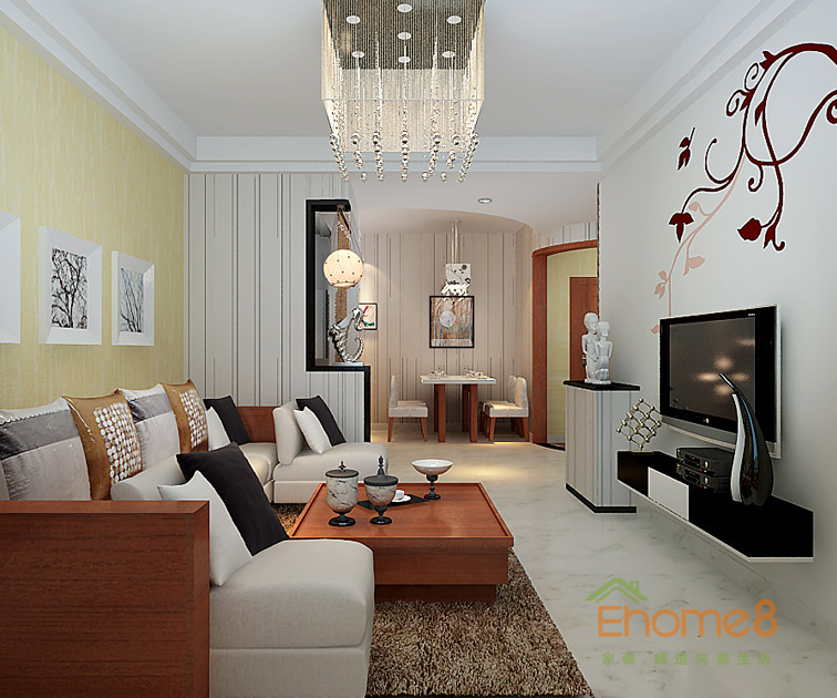 128㎡躍層美式風(fēng)格客廳裝修效果圖