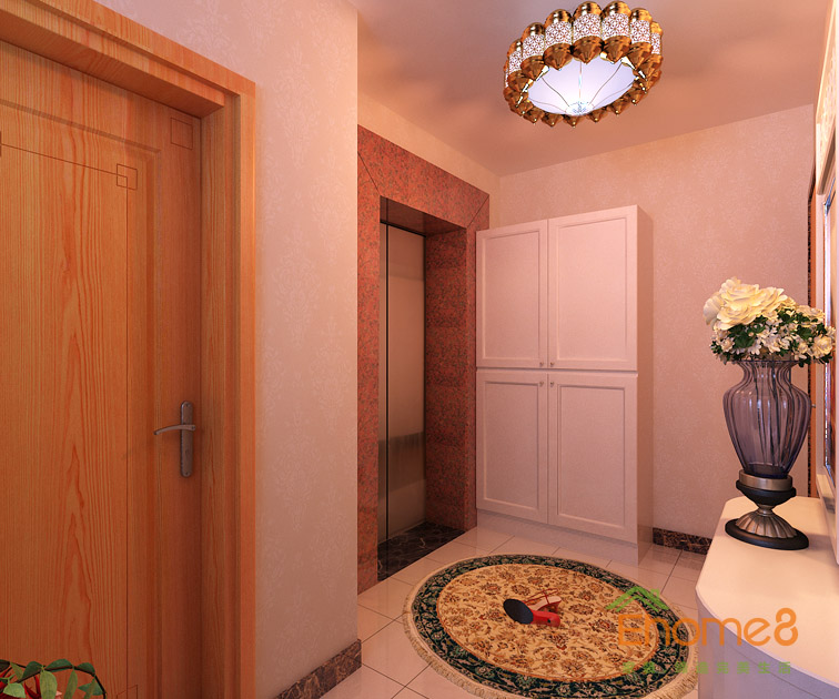 108㎡三房一廳法式風格入戶裝修效果圖