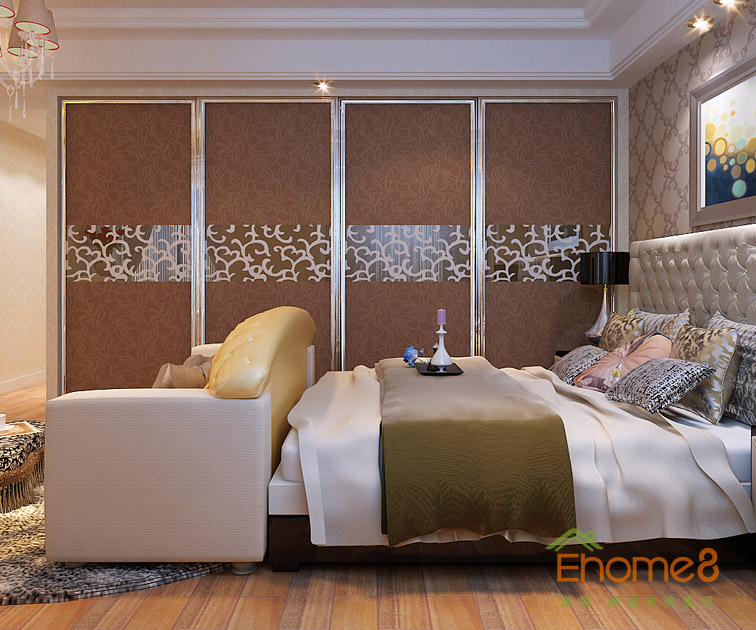 108㎡三房一廳法式風格主人房裝修效果圖