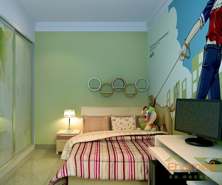 78㎡兩房一廳歐式風(fēng)格兒童房裝修效果圖.jpg