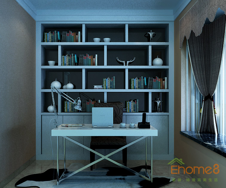 78㎡兩房一廳歐式風(fēng)格書房裝修效果圖.jpg