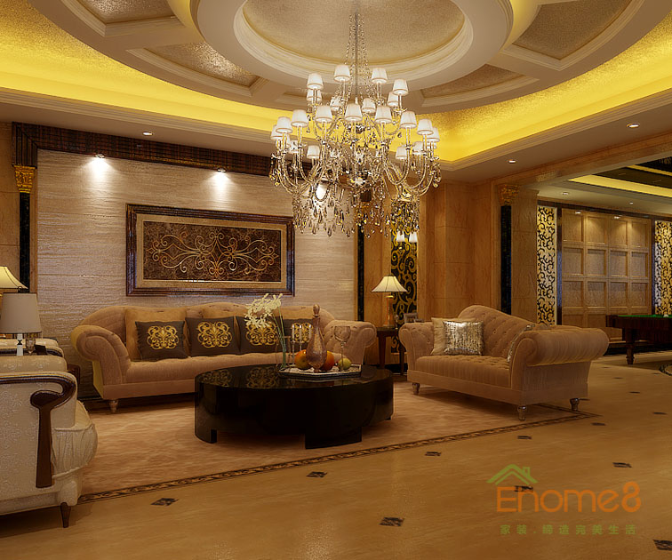 300㎡豪華別墅法式風(fēng)格客廳裝修效果圖461