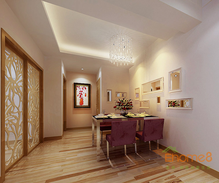 63㎡兩房一廳現(xiàn)代簡約風格餐廳裝修效果圖