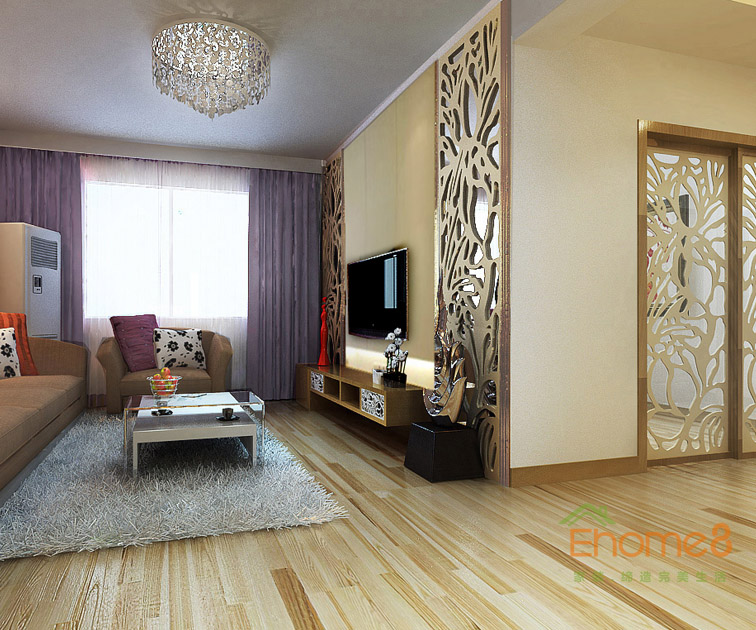 63㎡兩房一廳現(xiàn)代簡約風格客廳裝修效果圖