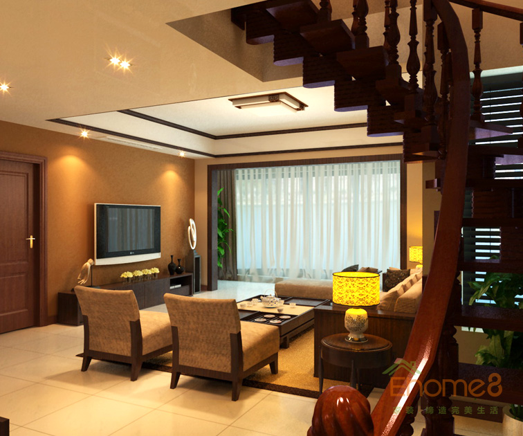 179㎡復(fù)式中式簡(jiǎn)約風(fēng)格樓道裝修效果圖