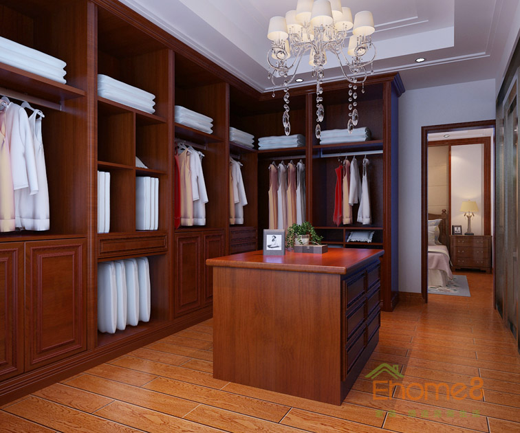 106㎡三房一廳中式風(fēng)格衣帽間裝修效果圖.jpg