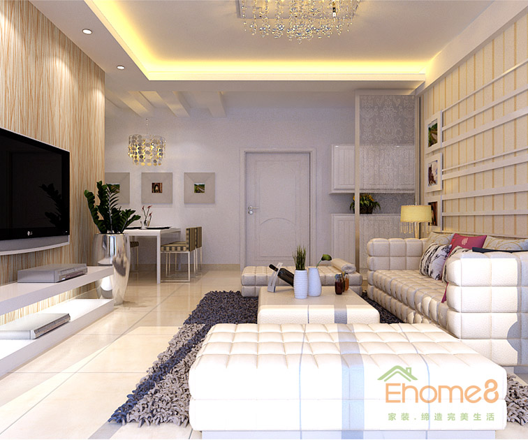 71㎡兩房一廳現代風格客廳沙發裝修效果圖