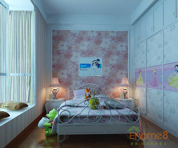 82㎡兩房一廳歐式風格小孩房裝修效果圖.jpg