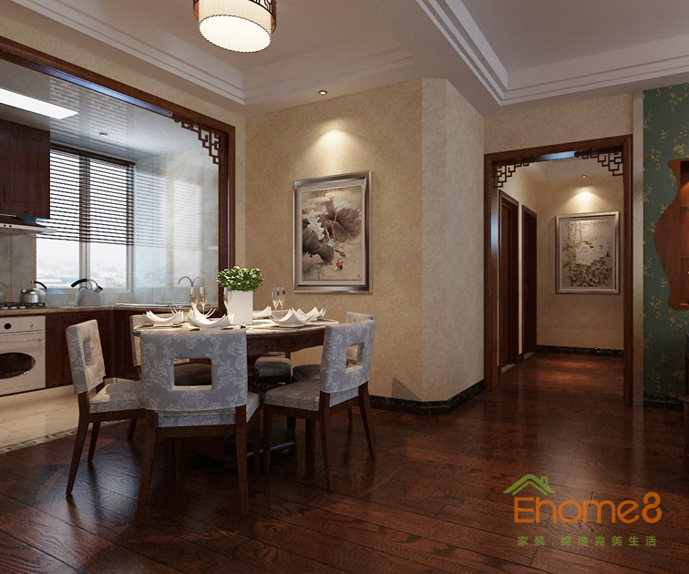 106㎡三房一廳中式風(fēng)格餐廳裝修效果圖