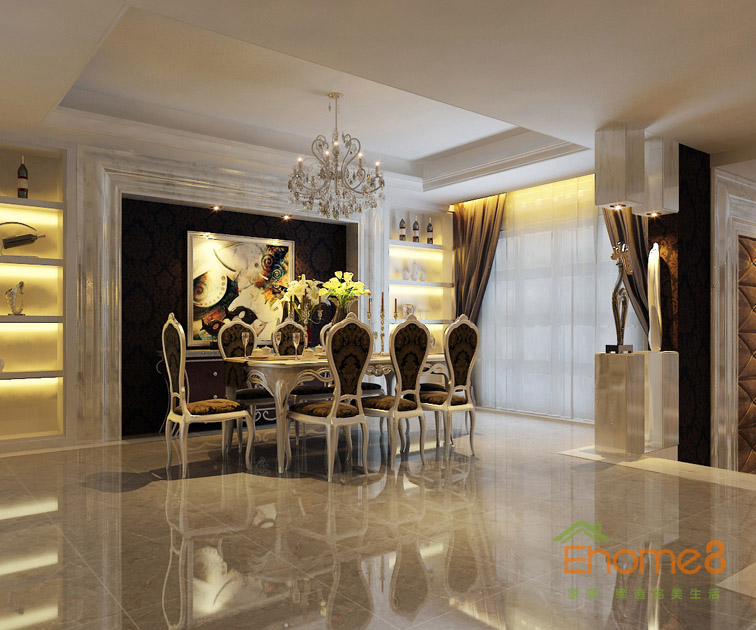 186㎡躍層歐式風格餐廳裝修效果圖