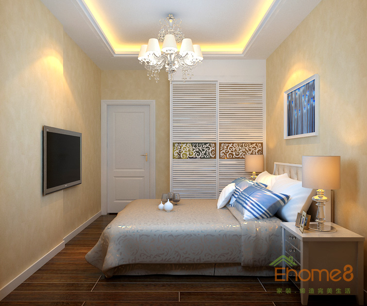 106㎡兩房一廳現代簡約風格臥室裝修效果圖