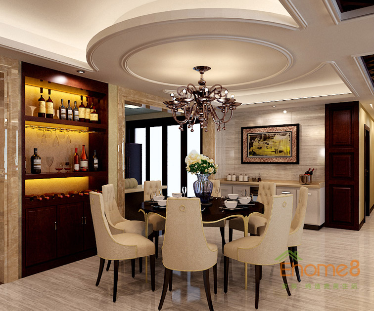 158㎡四房兩廳法式風格餐廳裝修效果圖.jpg