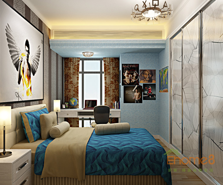158㎡四房兩廳法式風格男孩房全局裝修效果圖.jpg