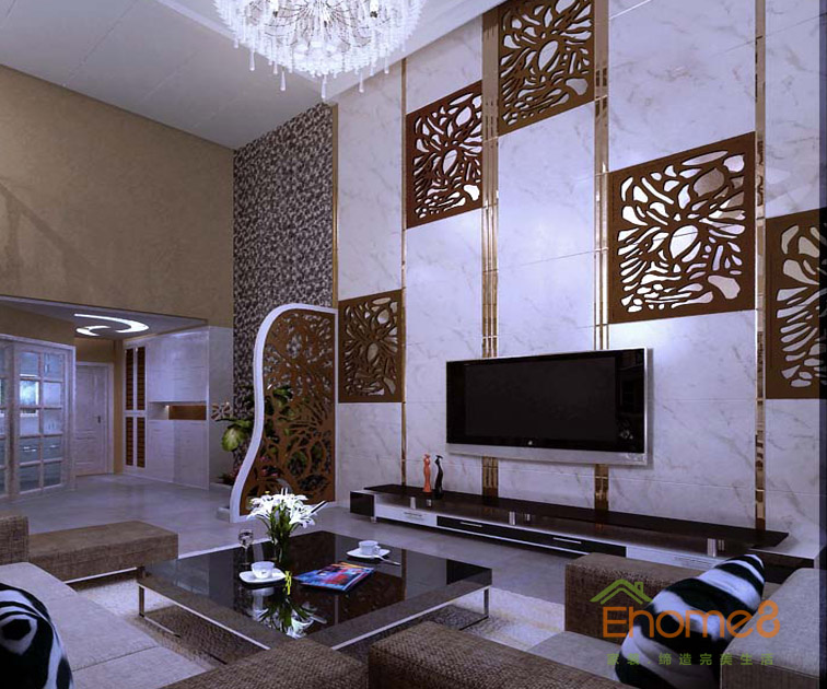 175㎡躍層法式風(fēng)格客廳電視背景墻裝修效果圖