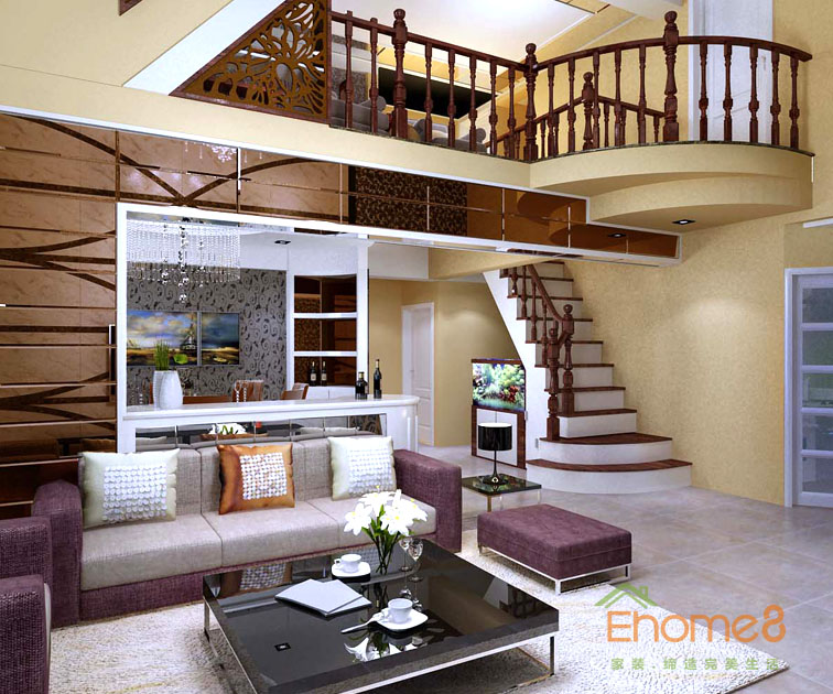 175㎡躍層法式風(fēng)格客廳樓層裝修效果圖