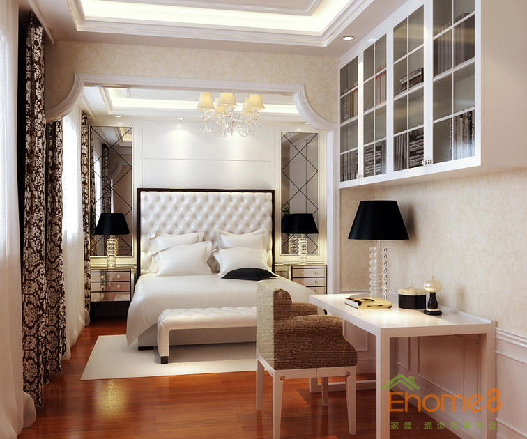 105㎡三房一廳歐式風(fēng)格主臥裝修效果圖